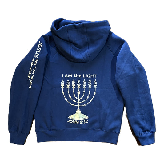 43. Golden Lampstand (Menorah) Ladies/Junior Hoodies with zipper