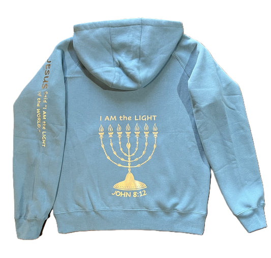 44. Golden Lampstand (Menorah) Men's Hoodie with zipper